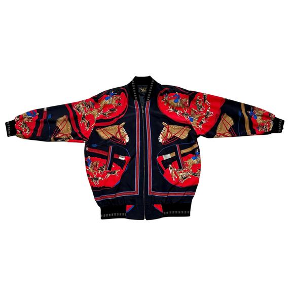 Vintage 70s 80’s equestrian Meryl Jeran Couture zip jacket.Horses Jockeys Hounds - Picture 4 of 7